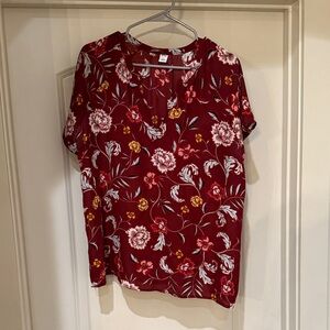 Old Navy Burgundy Floral Women's Blouse